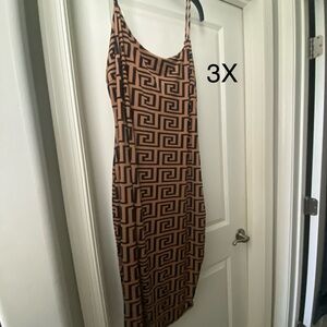 Fashion Nova Brown and Gold Slip Midi Dress